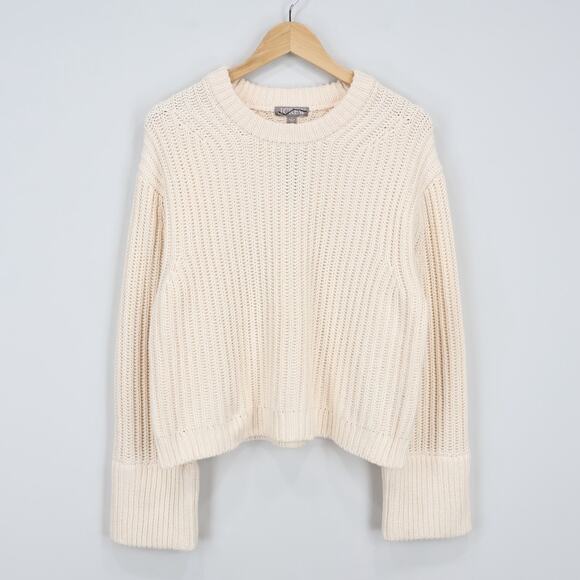 J.Crew Heritage Cotton Fisherman Crewneck Sweater Ivory Size Large NWT - Picture 2 of 9